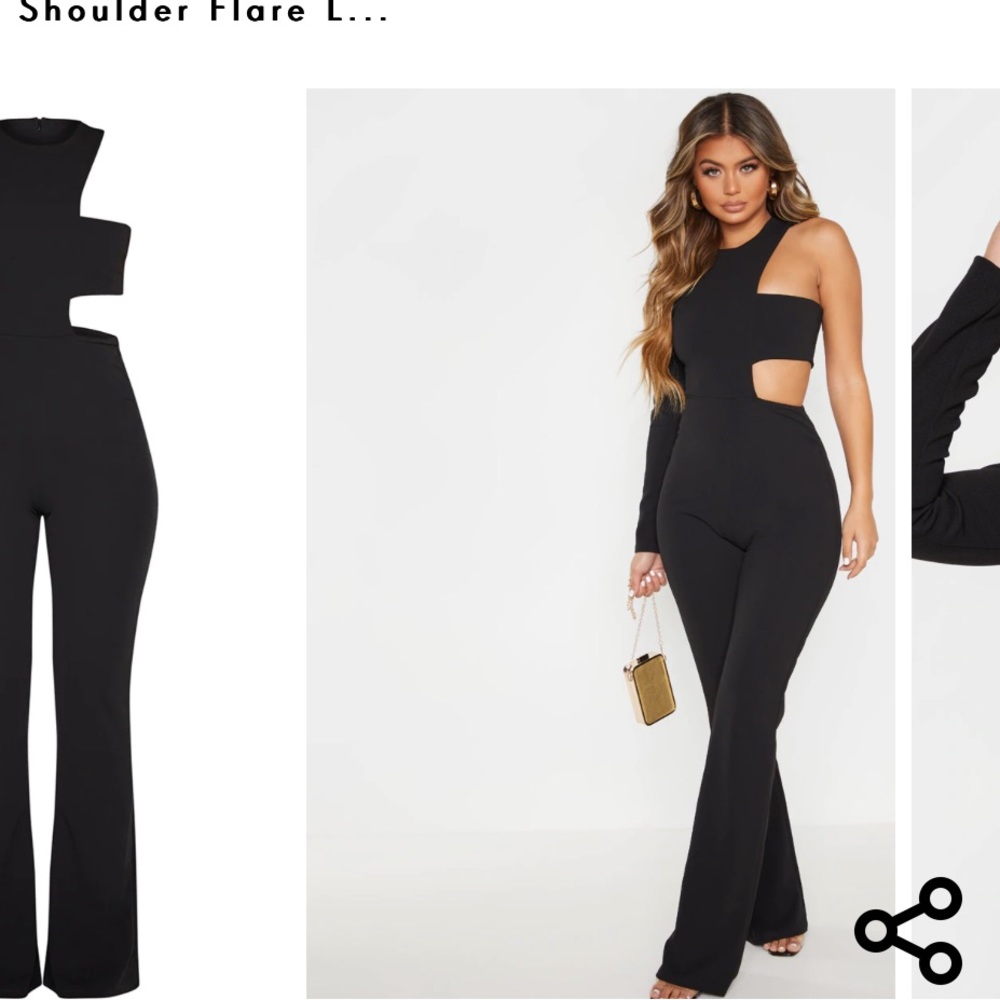 PrettyLittleThing Black Cut-Out Jumpsuit - Picture 2 of 7